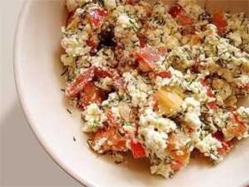 cottage cheese with vegetables for the treatment of diabetes